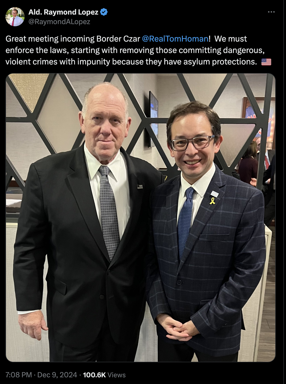 Photo of Ray Lopez with Tom Homan
